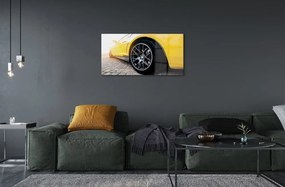 Obraz na skle žlté auto 100x50 cm