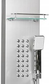Sprchový rohový panel CASCADA 5v1 - s termostatom a výtokom do vane - chrómový matný