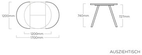 HPL rozťahovací stôl strieborný/antracit 120-170 cm