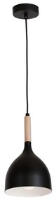 Luster na lanku NOAK WOOD 1xE27/15W/230V čierna/buk