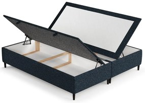 Tmavomodrá čalúnená dvojlôžková posteľ s úložným priestorom 140x200 cm Tate – Maison de Rêve