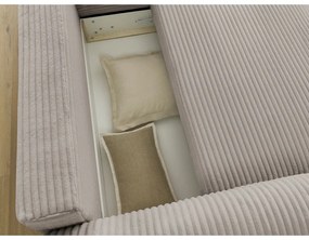 Svetlosivo-béžová menčestrová rozkladacia rohová pohovka (pravý roh) Lucien – Bobochic Paris