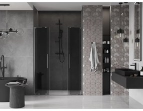 Mexen Velar L Duo, posuvné sprchové dvere do otvoru 150 cm, 8mm šedé sklo, grafit brúsený, 871-150-003-42-66
