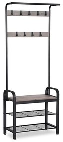 Stojan na kabáty s botníkom, 183x77x33,7cm, čierno-sivý