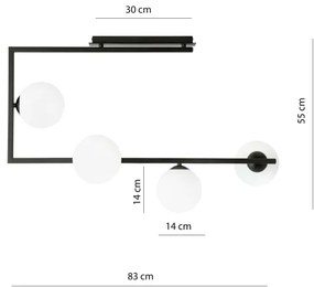 Luster na tyči SOMA 4xE14/10W/230V čierna/biela