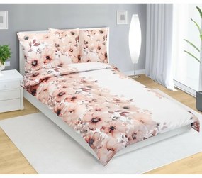 Bellatex Saténová posteľná bielizeň Flower salmon, 140 x 220 cm, 70 x 90 cm, 140 x 220 cm, 70 x 90 cm
