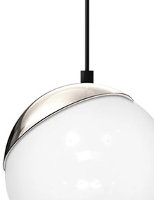 Závesné svietidlo Sfera, 1x biele sklenené tienidlo, b/ch