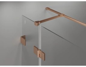 Mexen Lunar T, sklápací sprchový kút ľavý 125 x 70 cm, 8mm číre sklo, profil medená matná, 834T-125-070-65-00-L