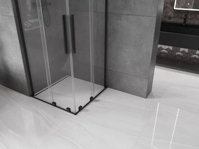 Mexen Velar L Duo, sprchový kút s posuvnými dverami 90 x 90 cm, 8mm číre sklo, čierna matná, 871-090-090-02-03-70