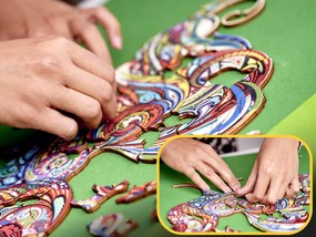 KIK KX5371 Drevené puzzle kohút A3 83 prvkov