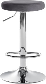 Barová stolička Ponte - zamat, chróm rám - Tmavo sivá