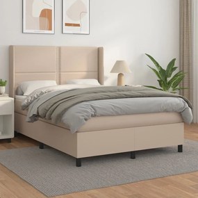 Boxspring posteľ s matracom kapučínová 140x190 cm umelá koža 3132440