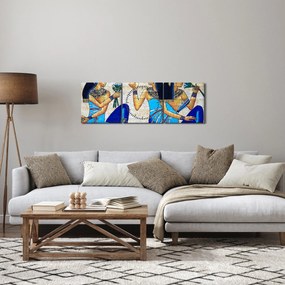 Obraz - Egyptské maľby (s hodinami) (90x30 cm)