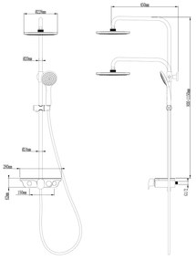 Aqualine, MARCO sprchový stĺp s pákovou batériou, biela, SL100