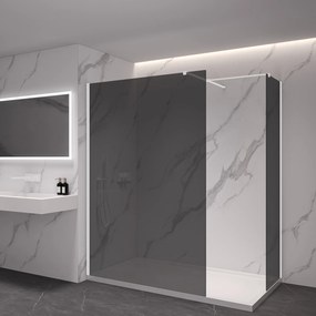 Cerano Onyx, sprchová zástena Walk-in, hranatá vzpera - biela matná, grafitové sklo - 150x150 cm, CER-CER-8050BD3132