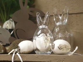 Sklenená dóza s vrchnákom v tvare vajca sa zajačími uškami - Ø 10 * 21 cm