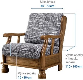 Bielastické poťahy GRAFITI NOVÉ antracit kreslo s drevenými rúčkami (š. 40 - 70 cm)