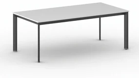 Kancelársky stôl PRIMO INVITATION, čierna podnož, 2000 x 1000 mm, biela