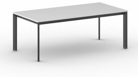 Kancelársky stôl PRIMO INVITATION, čierna podnož, 2000 x 1000 mm, biela