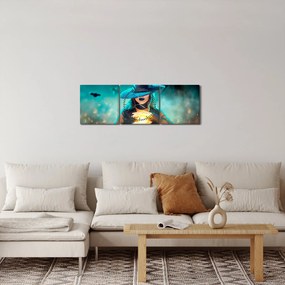 Obraz čarodejnice (s hodinami) (90x30 cm)