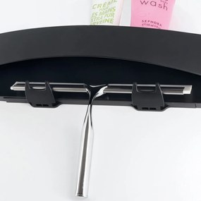 Čierna nástenná samodržiaca polička Compactor Clever Flip Shower Shelf