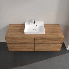 VILLEROY &amp; BOCH Collaro závesná skrinka pod umývadlo na dosku (umývadlo v strede), 4 zásuvky, s LED osvetlením, 1400 x 500 x 548 mm, Oak Kansas, C073B0RH