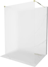 Mexen Kioto, priechodná sprchová zástena 100 x 200 cm, 8mm sklo námraza, 2x zlatá stabilizačná rozpera, 800-100-002-50-30