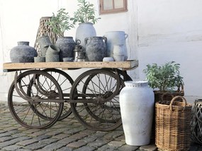 Retro kovový vozík na veľkých kolesách s drevenou doskou Old Cart - 144*70*79cm