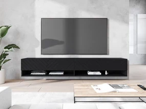 TV stolík/skrinka Adenik 180 MDF, Farby: čierny grafit / jodełka čierna, Osvetlenie: bez osvetlenia