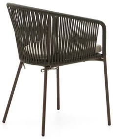 Zelená kovová/polstrovaná záhradná stolička Yanet – Kave Home