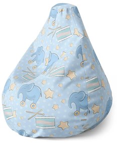 Sablio Sedací vak Pear Bubny a Slony - 70 x 95 x 15 cm