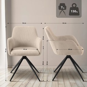 Jedálenská stolička Olema látka cord - krémová