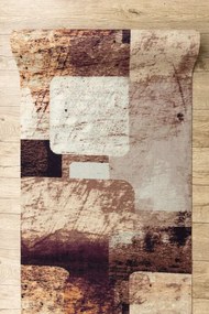 Protišmykový behúň DIGITAL - SQUARES Geometrický, béžový / hnedý