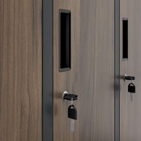 Kovová šatňová boxová skriňa na nôžkach s 10 boxami BARTEK, 1360 x 1720 x 450 mm, Eco Design: antracitová/ dub sonoma