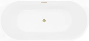 Mexen Silo, rohová voľne stojaca ryhovaná vaňa, ľavá, 170 x 80 cm, biela-šedá, zlatý matný prepad, 52891708062L-55