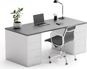 Kancelársky písací stôl s úložným priestorom BLOCK B03, 180x80 cm, biela/grafit