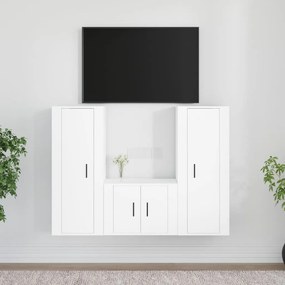 3-dielna súprava TV skriniek biela spracované drevo 3188742