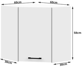 Kuchynská skrinka Olivia W 60/60 cm cm biela - závesná rohová