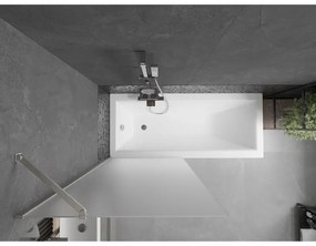 Mexen Next, 1-krídlová vaňová zástena 80 x 150 cm, 6mm sklo námraza, oceľová, 895-080-000-00-30-97