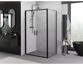 Mexen Exo, sprchovací kút s krídlovými dverami 90 x 70 cm, 6mm číre sklo, čierny profil, 814-090-070-70-00