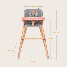 Lionelo - Detská jedálenská stolička 2 v 1 KOEN Pink Rose