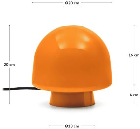 Oranžová stolová lampa so skleneným tienidlom (výška 20 cm) Reig – Kave Home