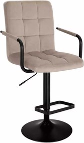 LuxuryForm DESIGN Barová stolička VERONA BLACK VELUR na čiernom tanieri - latte