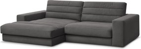 Antracitová zamatová rohová pohovka (ľavý roh/s leňoškou) Sierra – Bobochic Paris
