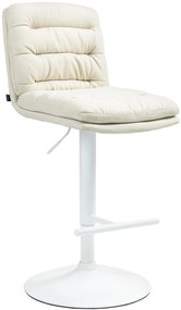 Barová stolička Damar - látka, biely rám - krémová