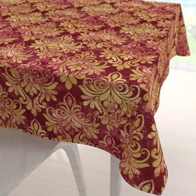 Biante Zamatový štvorcový obrus Tamara TMR-053 Zámocký vzor na vínovo červenom 80x80 cm