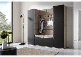 Predsieňová stena AMI 31 Bez zrkadla Dub artisan + čierna Tmavo krémová