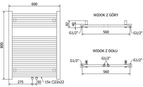 Mexen Pluton vykurovacie teleso 800 x 600 mm, 471 W, čierna, W106-0800-600-00-70
