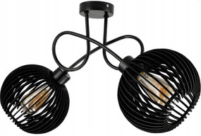 BERGE LED stropné svietidlo 2XE27, drevené, čierne