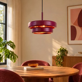 Retro závesná lampa slivková s kovovým tienidlom - Ophelia